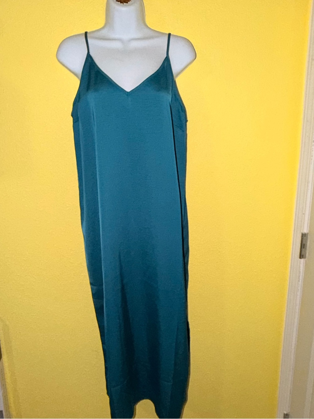 a new day Teal Slip Maxi Dress with V-Neck and Spaghetti Straps